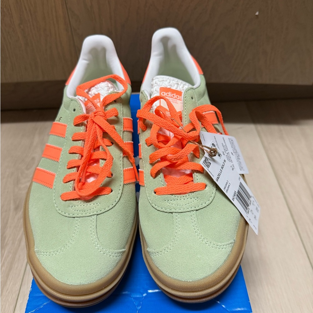 Adidas Green and Orange Platform Sneakers